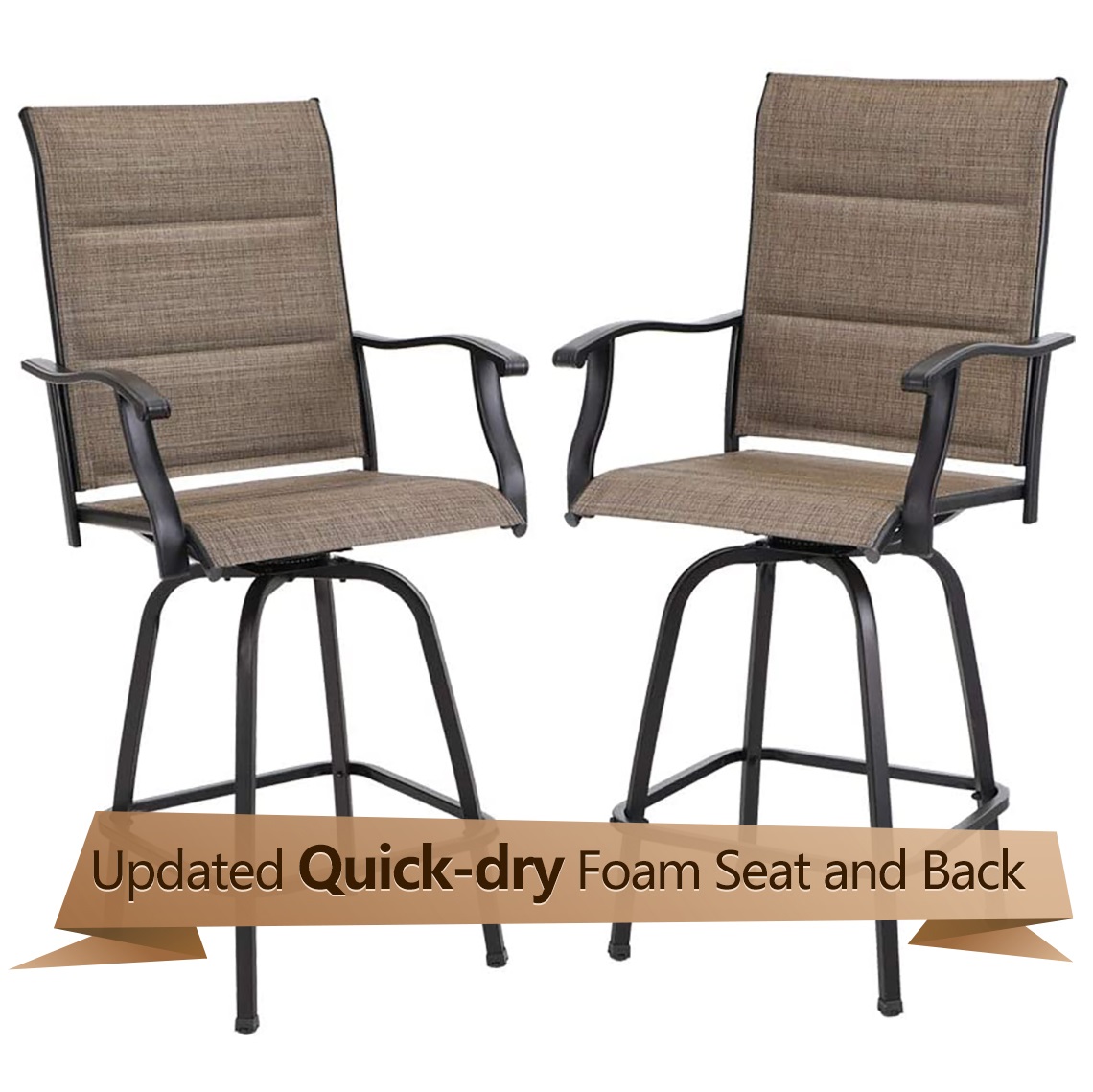 BBBuy Wicker Bar Stool Outdoor Backyard Chair Patio Furniture with Armrest